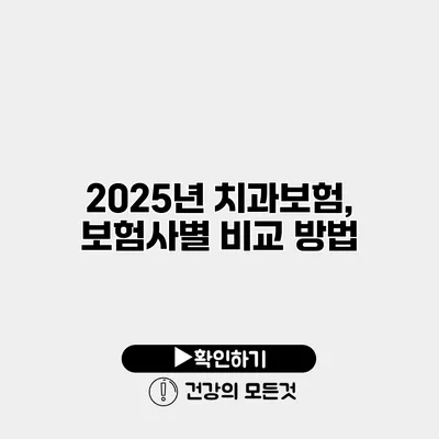 2025년 치과보험, 보험사별 비교 방법