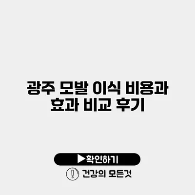 광주 모발 이식 비용과 효과 비교 후기
