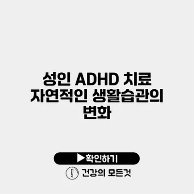 성인 ADHD 치료 자연적인 생활습관의 변화