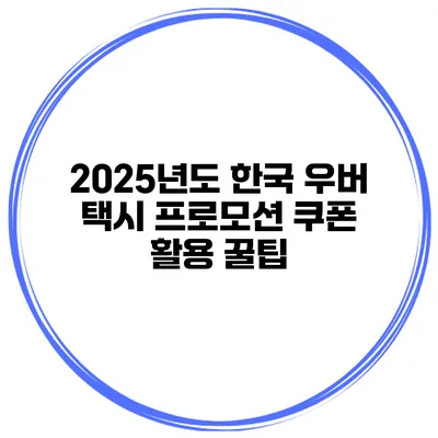 2025년도 한국 우버 택시 프로모션 쿠폰 활용 꿀팁