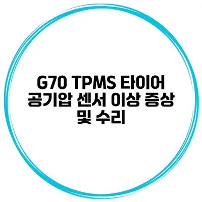 G70 TPMS 타이어 공기압 센서 이상 증상 및 수리