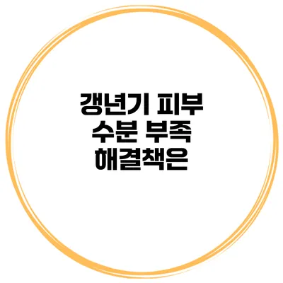 갱년기 피부 수분 부족: 해결책은?