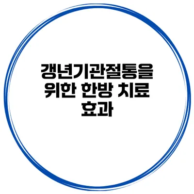 갱년기관절통을 위한 한방 치료 효과