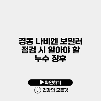 경동 나비엔 보일러 점검 시 알아야 할 누수 징후