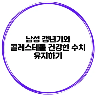 남성 갱년기와 콜레스테롤 건강한 수치 유지하기