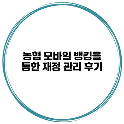 농협 모바일 뱅킹을 통한 재정 관리 후기