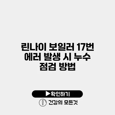 린나이 보일러 17번 에러 발생 시 누수 점검 방법