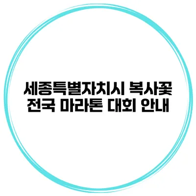 세종특별자치시 복사꽃 전국 마라톤 대회 안내