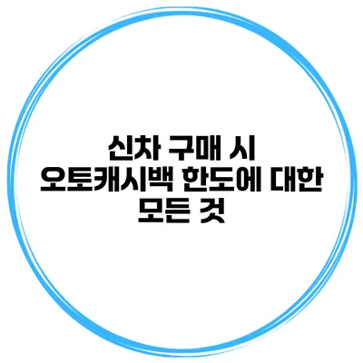신차 구매 시 오토캐시백 한도에 대한 모든 것