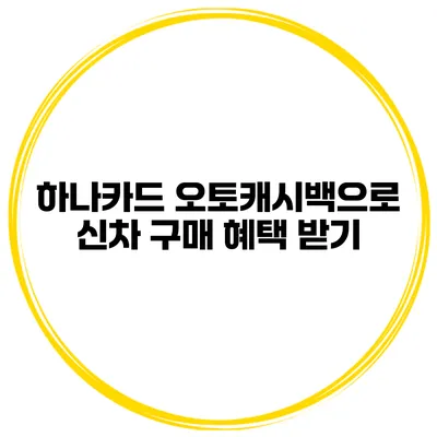 하나카드 오토캐시백으로 신차 구매 혜택 받기